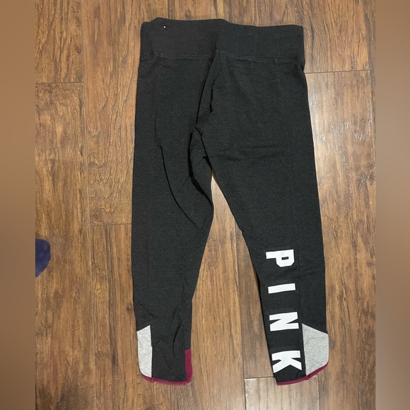 PINK capri leggings workout athletic pants grey & burgundy Medium - Picture 4 of 5